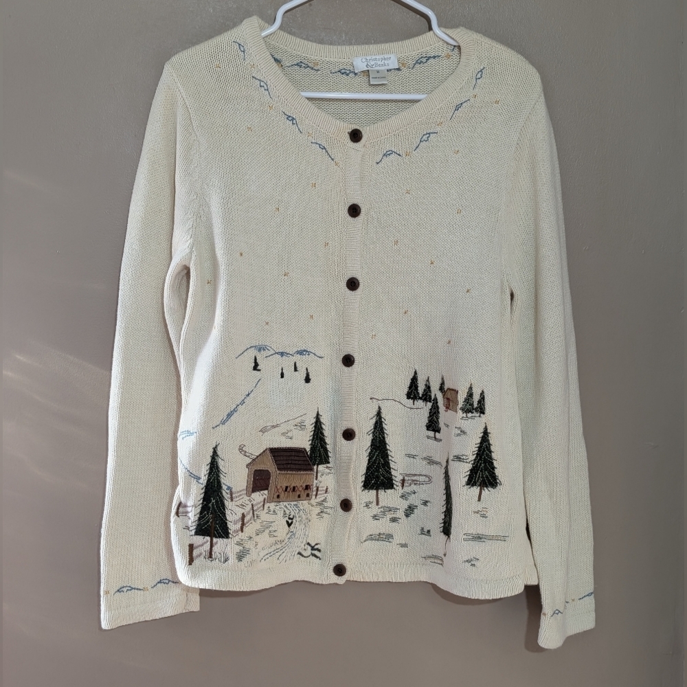 Christopher & Banks Vintage Cottagecore Sweater, Size: Medium, Color:Cream